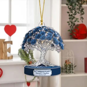 Custom 65th Wedding Anniversary 2D Flat Acrylic Ornament, 56th Wedding Keepsake, 65th Sapphire Anniversary Gift, 65th Blue Sapphire Wedding