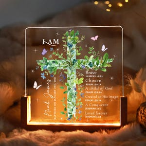 Personalized Baptism LED Lamp , First Communion, Christening Gift, Religious Gift For Godchild, Grandchild, Godparents, Baptism Night Light