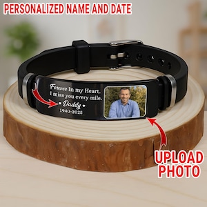 Personalized Photo Dad Bracelet, Loss of Father Gift, Personalized Memorial Bracelet, Custom Remembrance Gift, Sympathy Gift for Loss of Dad