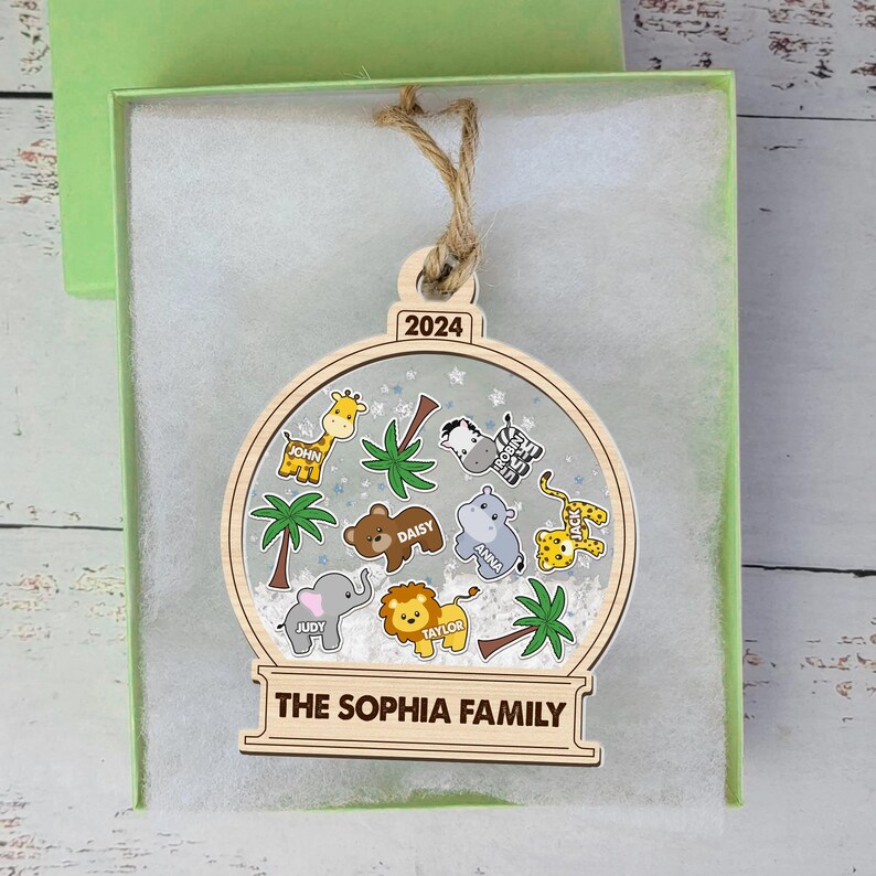 Personalized Safari Animal Family Shaker Ornament, Family Members