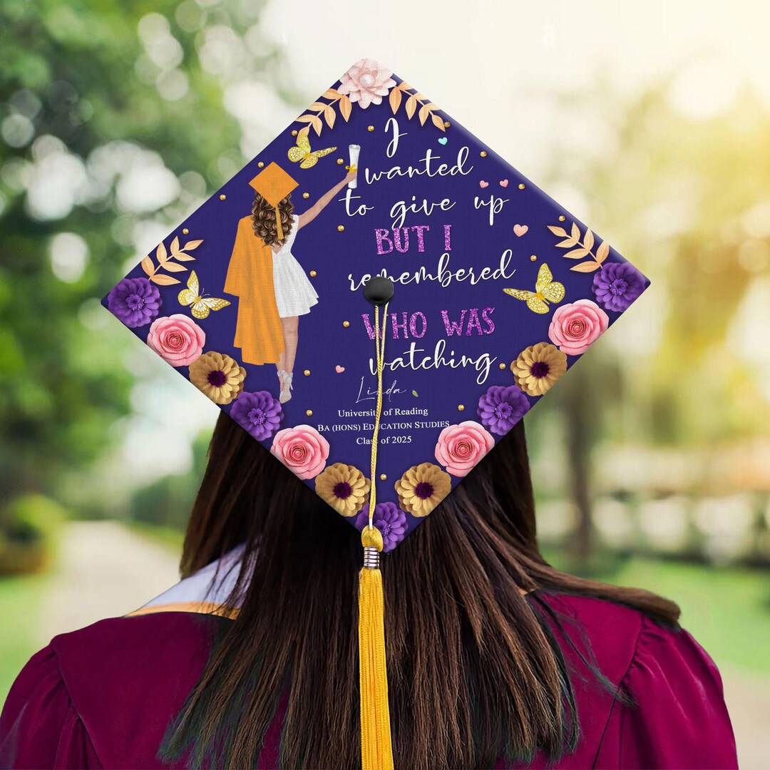 Personalized I Remembered Who Was Watching Graduation Cap Topper, Black ...