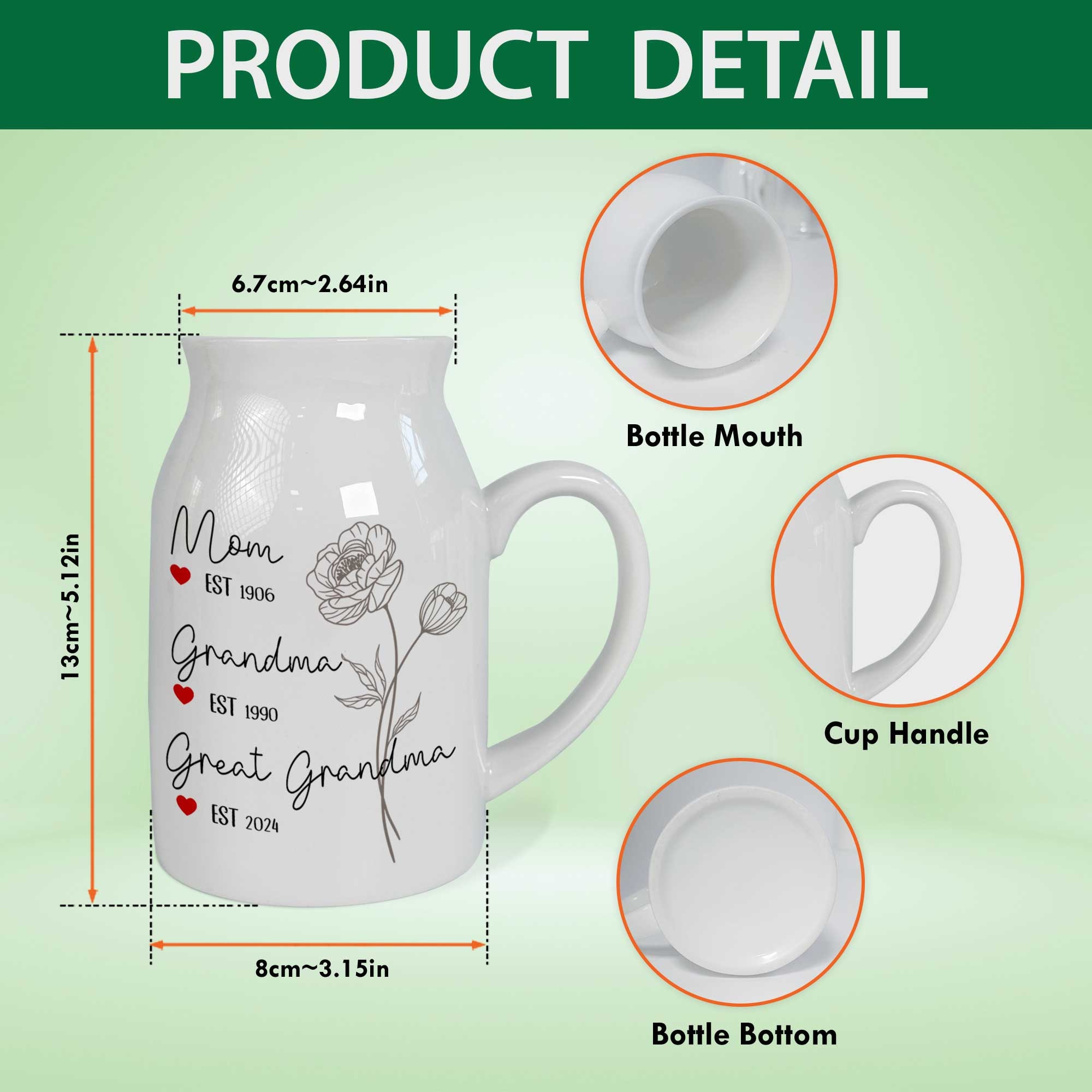 Personalized Great Grandma Birth Month Flower Vase, Mother&#39;s Day Gifts, Birthday Gifts, New Great Grandma Gifts, Gifts For Great Grandma