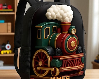 Custom Kids Train Backpack, Train Back to School Backpack, Train