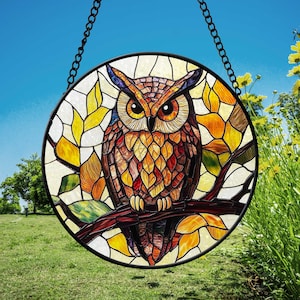 Owl Faux Stained Glass Suncatcher, Owl Keepsake Gift, Gift For Owl Lovers, Owl Lover Gifts, Birthday Gift, Gift For Him, Animals Lovers Gift