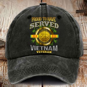 Personalized Vietnam Veteran Distressed Washed Printed Hat, US Military Cap Gift For Dad, Grandpa, Veteran Day Gift, Father's Day Gift
