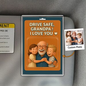 Personalized Photo Grandpa Car Visor Clip, Gift for Dad Grandpa from Kid Son or Daughter, Dad Gift Car Visor Clip, Father&#39;s Day Gift for Him