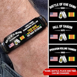 パーソナライズされたベトナム退役軍人男性用ブレスレット、カスタム Darang Valley I Was There Sometimes I Still Am ブレスレット、お父さん、おじいちゃんへの退役軍人の日の贈り物