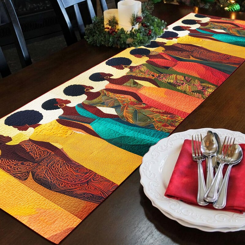 African Black Woman Harvest Quilted Table Runner NCU0HNH462