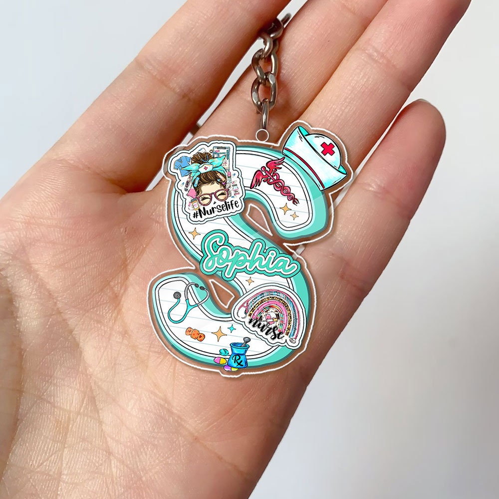 Custom Name Nurse Acrylic Keychain, Keychain for Nurses, Nurse Graduation Gift, Nurse Scrubs Gift, Healthcare Keychain, Nurse Accessory Gift