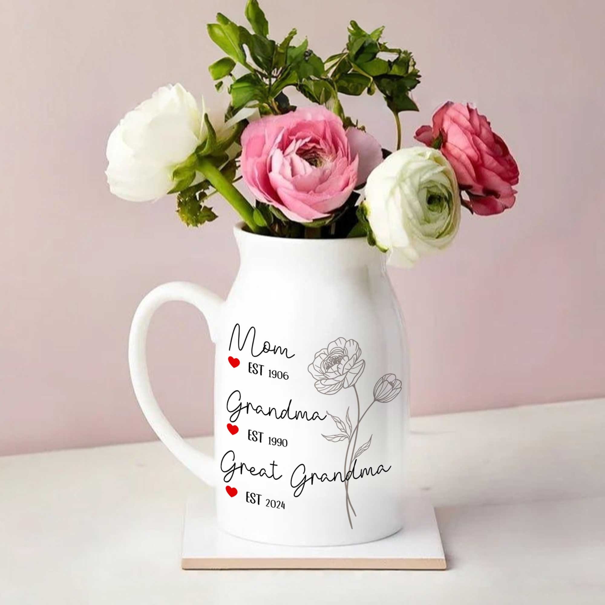 Personalized Great Grandma Birth Month Flower Vase, Mother&#39;s Day Gifts, Birthday Gifts, New Great Grandma Gifts, Gifts For Great Grandma