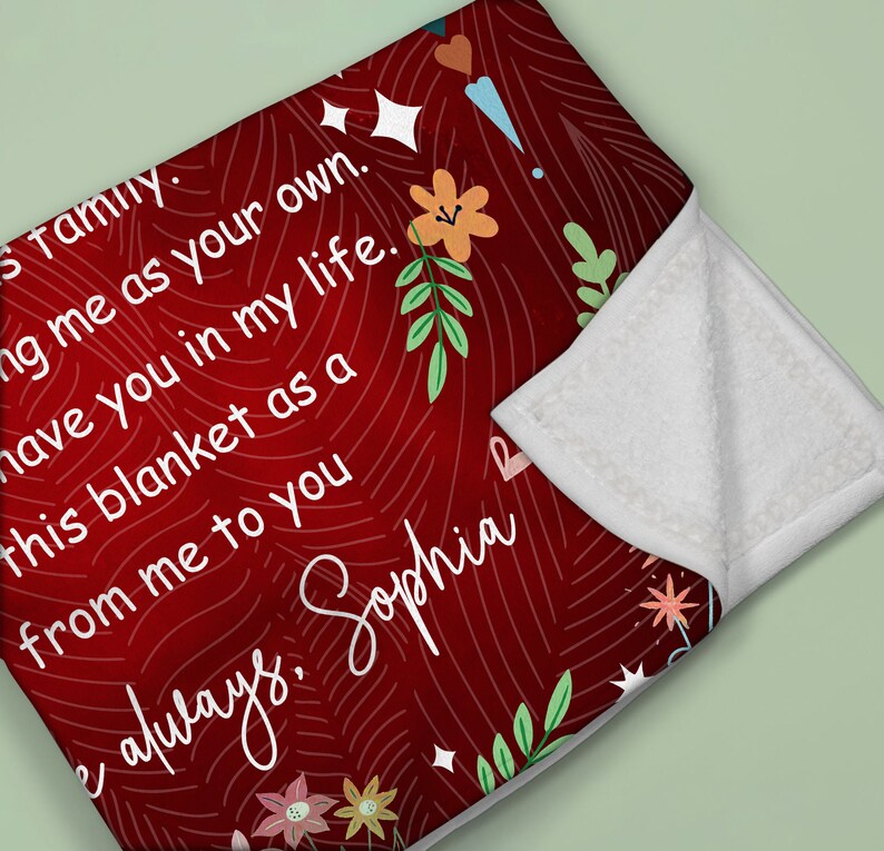 Personalized Fleece Blanket for Bonus Mom, Christmas Gifts for