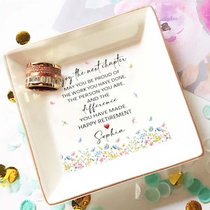 Custom Happy Retirement Ring Dish, Personalized Retirement Jewelry Dish, Appreciation Gift, Thank You Gift, Gift For Coworker, Retired Gift