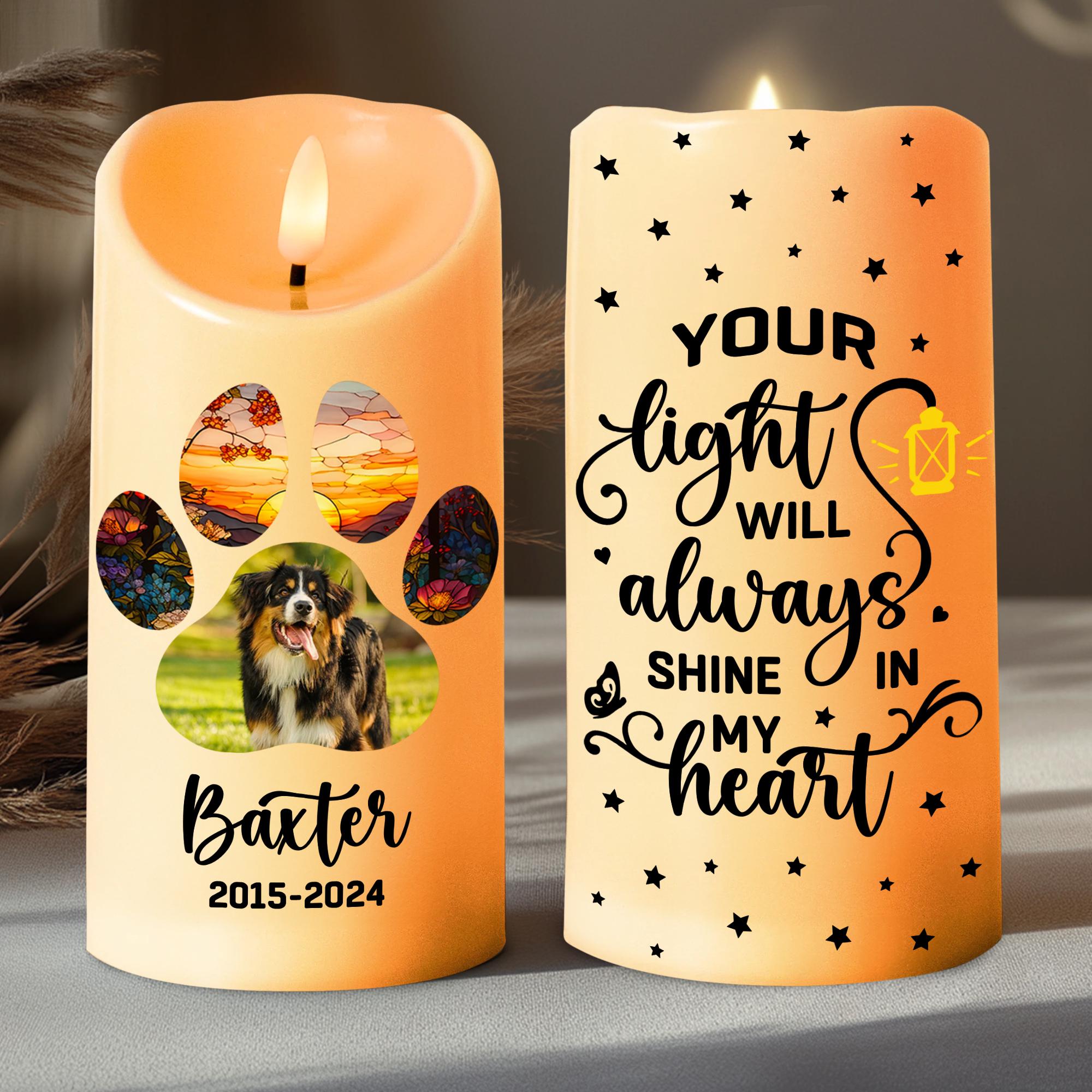Custom Pet Remembrance Led Candle, Personalized Photo Pet Memorial Candle, Pet Loss Gift, Dog, Cat Memorial Candle, Pet Sympathy Gift