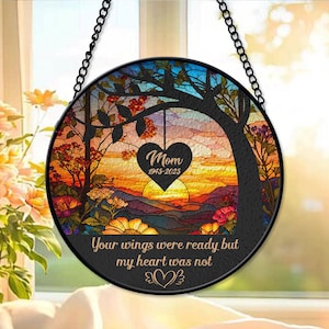 Personalized Memorial Faux Stained Glass Suncatcher, In Loving Memory Suncatcher, Memorial Gift For Loss of Father, Mother, Grandma, Grandpa