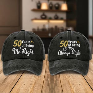 Personalized 50th Wedding Anniversary Demin Hat, Custom Golden Anniversary Gifts, 50 Years Anniversary Gifts For Parents, Grandparents