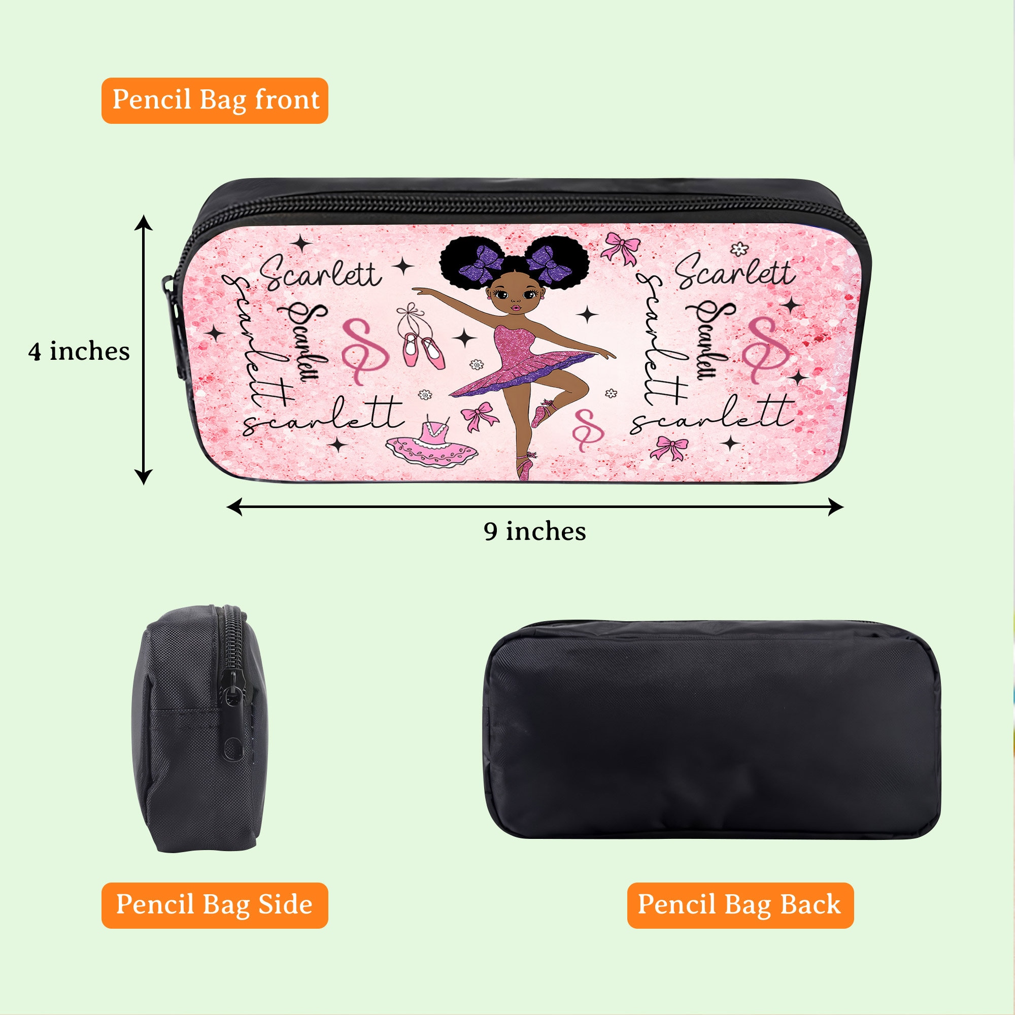 Personalized Afro Ballerina Backpack, Back To School Backpack Lunch Bag For Kids, Birthday Gift for Kids, Black Girl Ballerina Gift