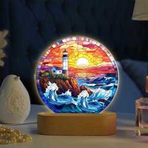Lighthouse In The Ocean Led Light, Lighthouse Scenery Lamp, Beach Decor Gift, Gift for Nature Lovers, Ocean Lover Gifts