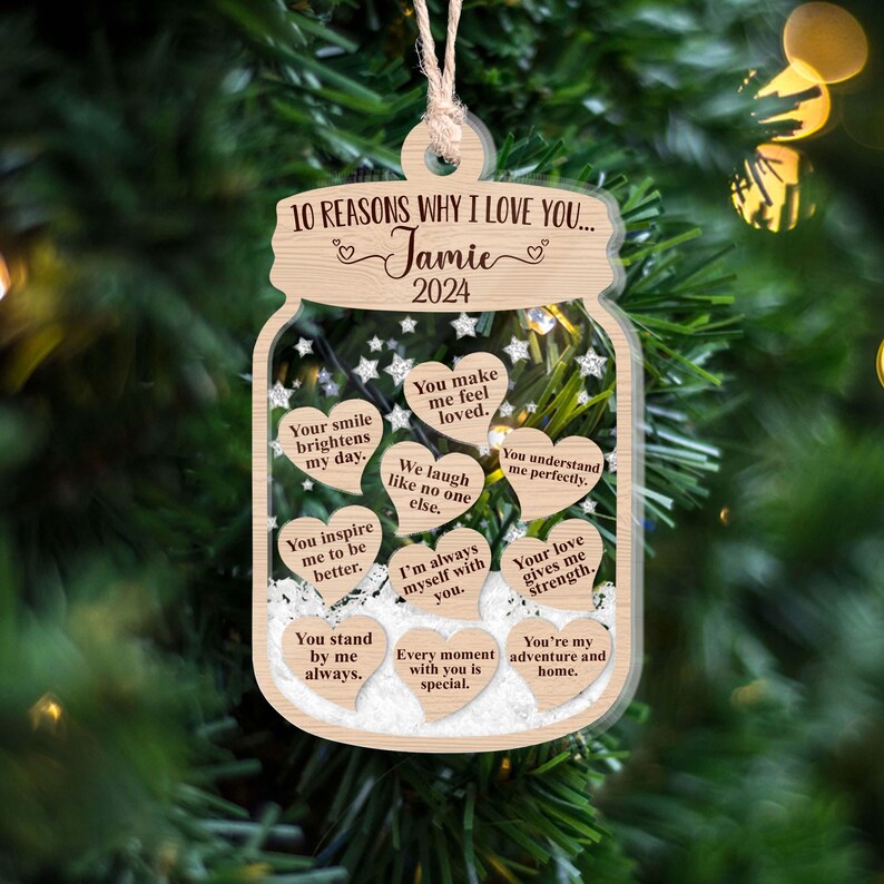 Personalized 10 Reasons Why I Love You Christmas Shaker Ornament