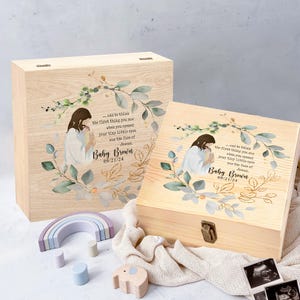 Scatola dei ricordi in legno personalizzata per la perdita del bambino, scatola dei ricordi per l'aborto spontaneo, regalo per il lutto di un bambino angelo, bambino angelo, perdita del bambino, in memoria del bambino