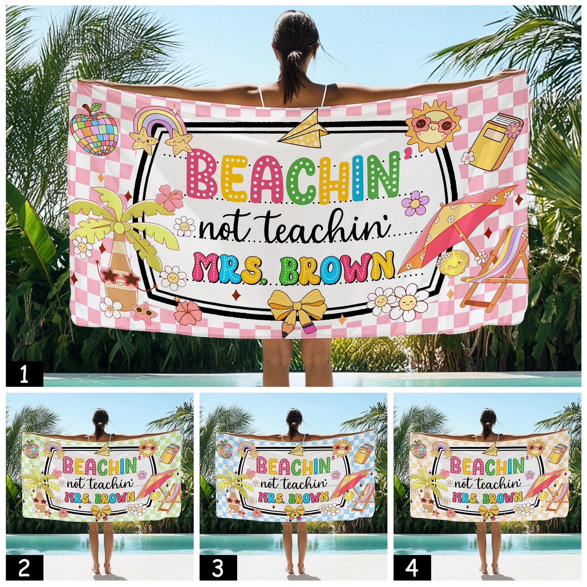 Personalized Teacher Beach Towel, Teacher Composition Book , Teacher Summer Gift, Beaching not Teaching Teacher Summer Towel