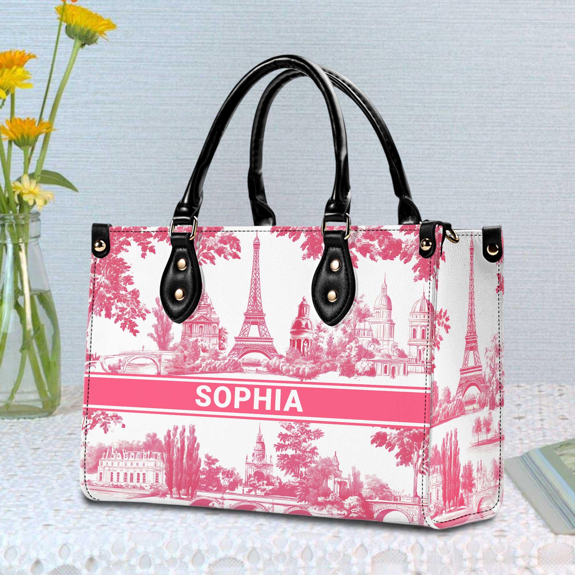 Discover Personalized Paris French Toile De Jouy Leather Bag