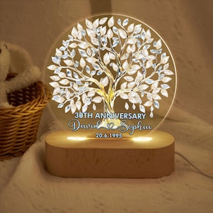 Personalized 30th Wedding Anniversary Led Light, Pearl Anniversary Gifts, 30th Anniversary Gifts For Parents,Pearl 30th Anniversary Keepsake
