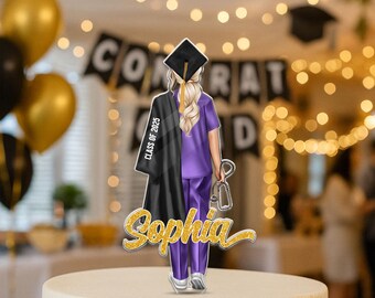 BSN Tortenaufsatz Congratulations – Glitzer-Aufschrift Für Abschlussfeier, Pflege, Medizinstudium, Schwarz-Gold