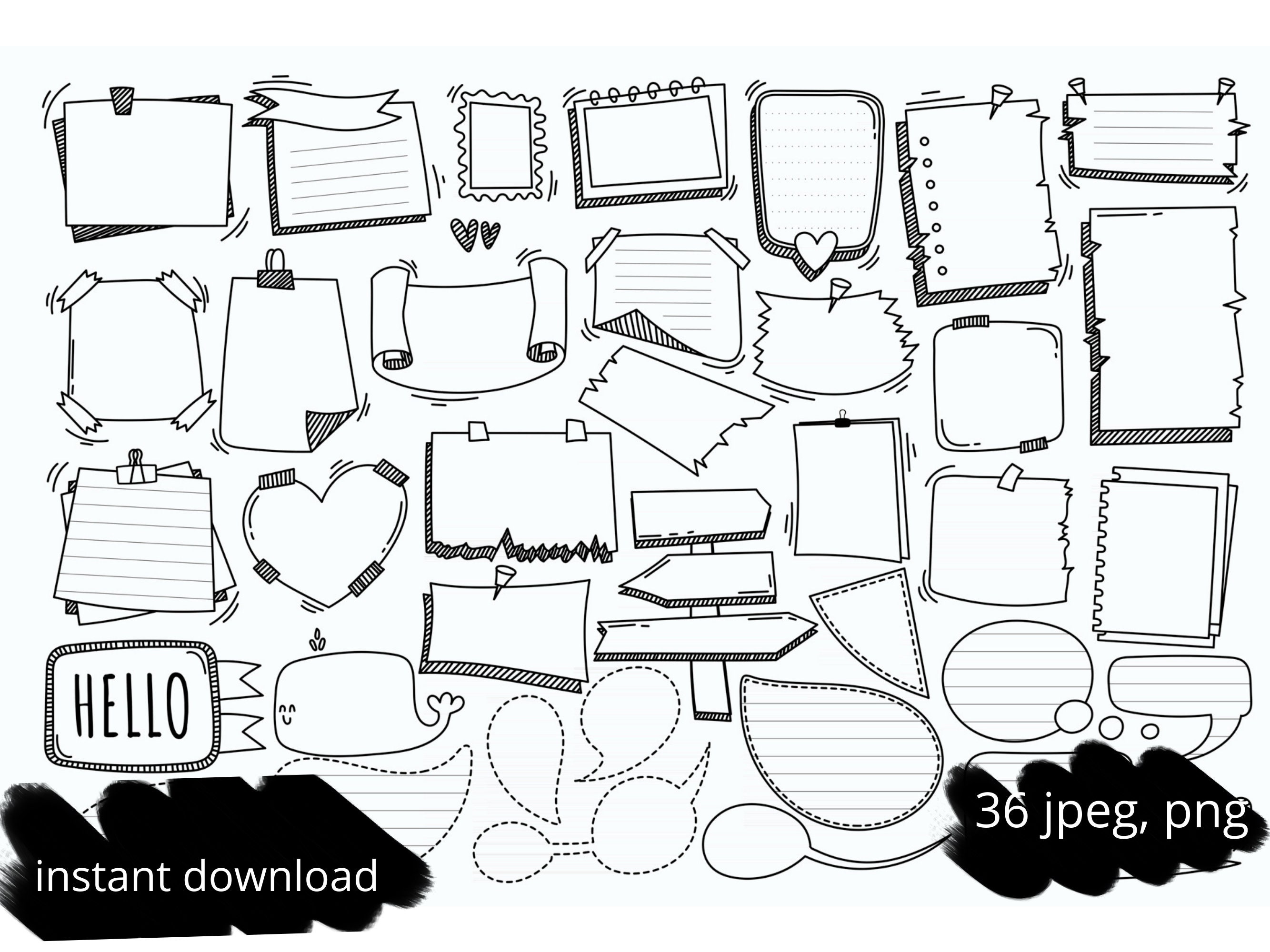 Doodle Planner Clipart Hand Drawn Clip Art Planner Stickers Etsy