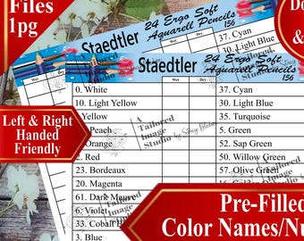 Staedtler 24 Ergo Soft 156 Aquarell-Buntstifte Mustertabelle (PDF Download)