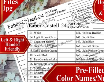 Faber Castell 24 Art Grip Colored Pencils Swatch Charts (PDF Download)