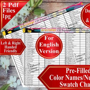 Tabla de muestras de lápices de colores cuadrados Brutfuner de 120 colores (versión en inglés)