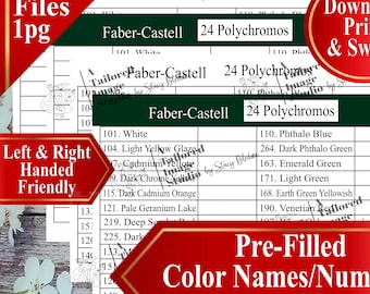 Faber Castell 24 Polychromos Colored Pencils Swatch Chart