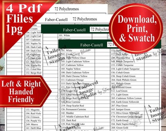 Faber Castell 72 Polychromos Colored Pencils Swatch Chart (PDF Download)