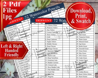 Derwent 72 Aquarellstifte Swatch Chart