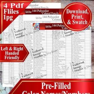 Tabla de muestras de lápices de colores Koh-I-Noor 144 Polycolor (Descarga en PDF)