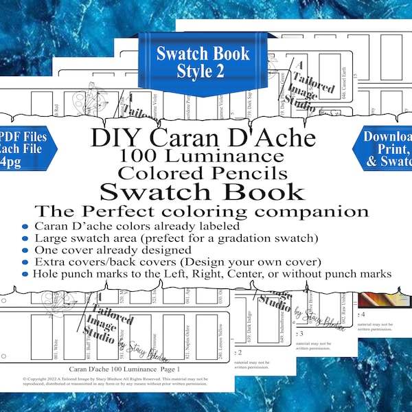Caran D’Ache 100 Luminance 6901 Colored Pencils DIY Color Swatch Book Style 2