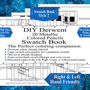 Derwent 20 Metallic Colored Pencils DIY Color Swatch Book Style 2
