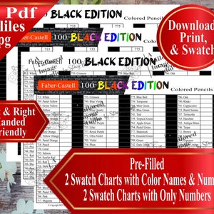 Faber Castell 100 Black Edition Buntstifte (Sets nummeriert von 701-800) Swatch Charts