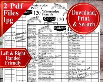 Kalour 120 Watercolor Pencils Swatch Chart