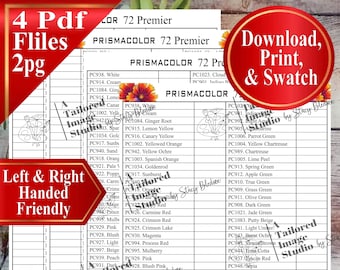Tabla de muestras de lápices de colores Prismacolor 72 Premiers
