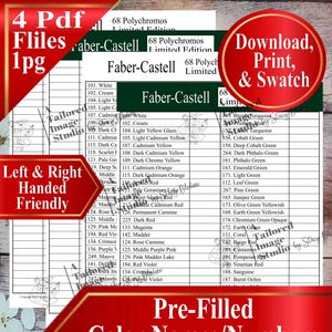 Tabella dei campioni di matite colorate Faber Castell 68 Polychromos in edizione limitata (download PDF)