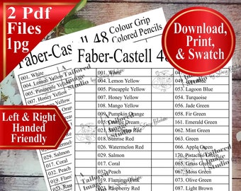 Faber-Castell 48 Color Griff Farbstifte Swatch Charts