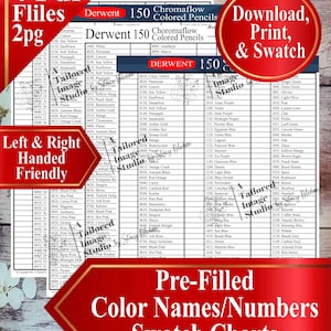 Derwent 150 Chromaflow Colored Pencils Swatch Chart (PDF Download)