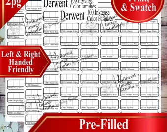 Derwent 100 Inktense Color Families Swatch Charts (PDF Download)