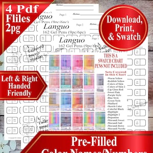Languo 162 Gel Pens Mini Swatch Cards (PDF Download)