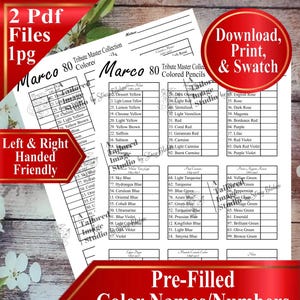 マルコ・ラフィネ 72色鉛筆 スウォッチチャート（PDFダウンロード）