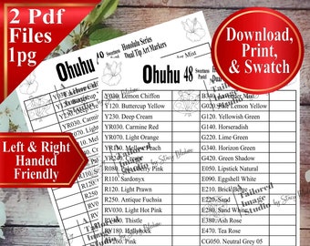 Ohuhu 48 Sweetness Pastel Honolulu Series Dual Tip Markers Swatch Charts