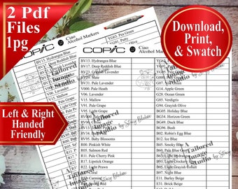 Tabella campioni di pennarelli ad alcol Copic 72 B Ciao (download PDF)