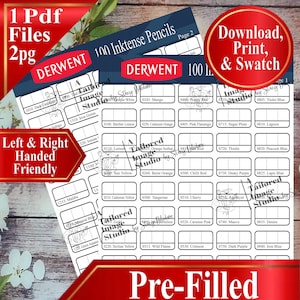 Derwent 100 Inktense Buntstifte Swatch-Chart