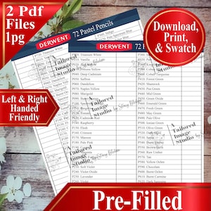 Derwent 72 Pastellstifte Farbstifte Swatch Chart